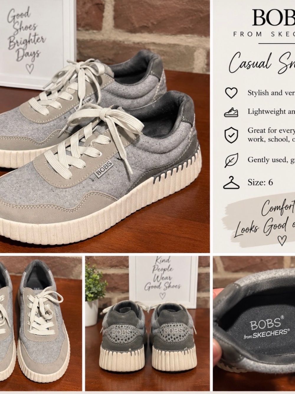 BOBS from Skechers Women’s Light Gray & Cream Platform Sneakers